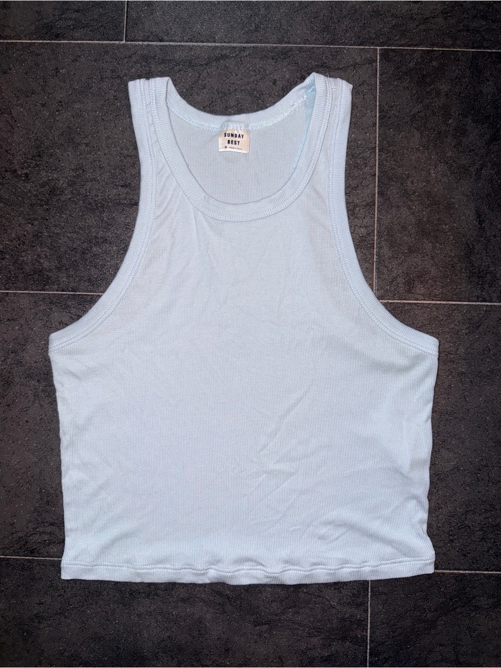 Aritzia Sunday Best Honor Cropped Tank Top Light Blue BNWOT Size M